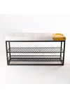 Sapateira Com Banco Sion Duo - Estofado Bouclé com Organizador