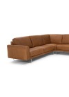 Sofá de Canto Satin Natuzzi em Couro Natural Caramelo