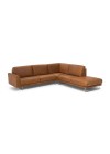 Sofá de Canto Satin Natuzzi em Couro Natural Caramelo