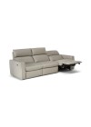 Natuzzi Sofá Retrátil Elétrico Genova em Couro Natural Off White