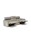 Natuzzi Sofá Retrátil Elétrico Genova em Couro Natural Off White