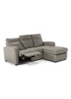 Natuzzi Sofá Elétrico com Chaise Ciel em Couro Natural Fendi