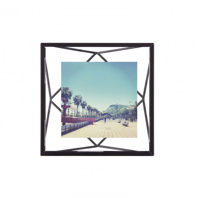 porta retrato metálico preto prisma