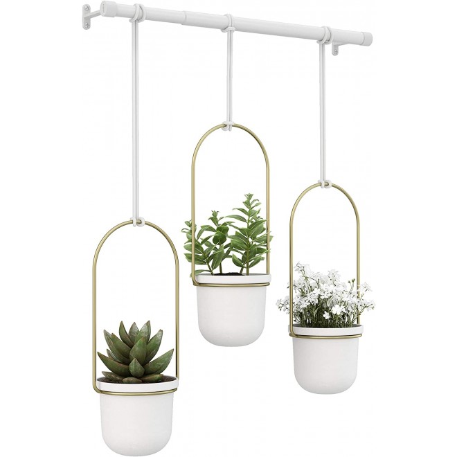 Suporte Botânico Triflora Branco e Dourado