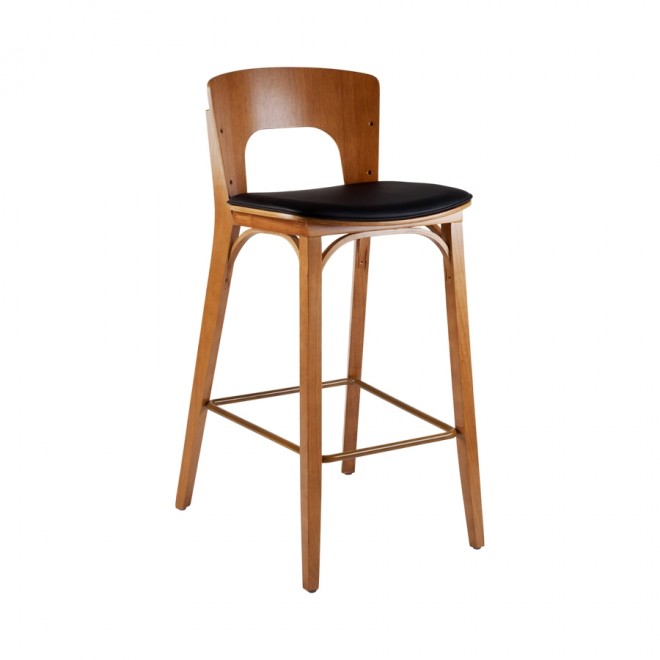 Banqueta Estofada Betina Eco Leather Preto