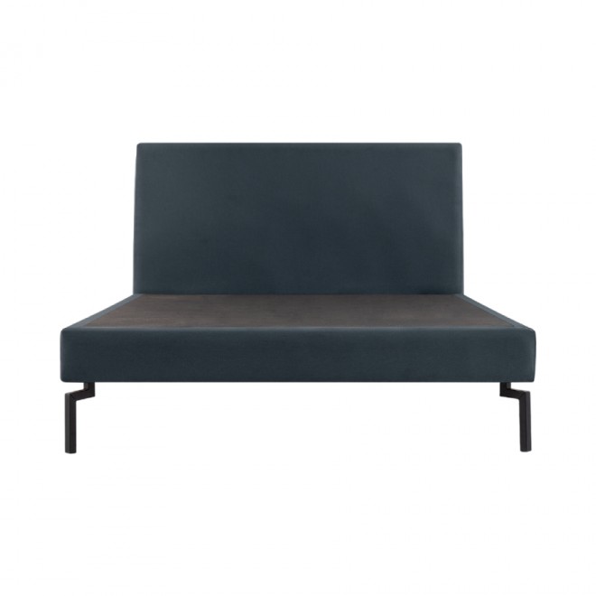 Cama Estofada Thea com Cabeceira em Linho Azul Marinho