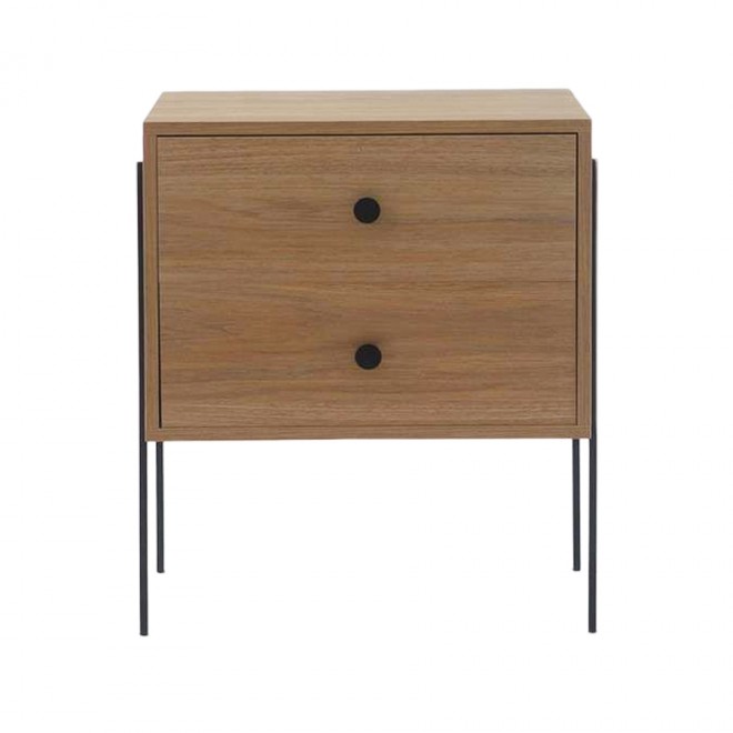 mesa de cabeceira 2 gavetas pine dual pes metal frente