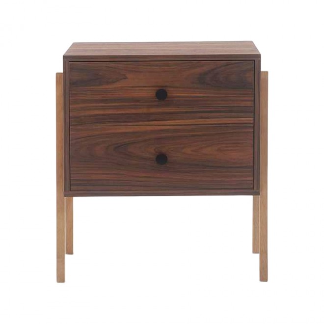 mesa de cabeceira 2 gavetas pine pau ferro pes tauari frente