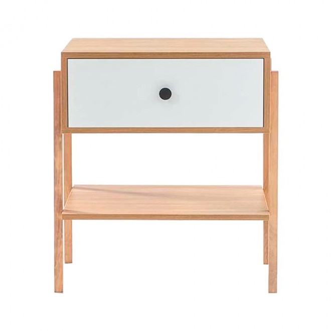 mesa de cabeceira pine dual com gaveta branco pes tauari frente