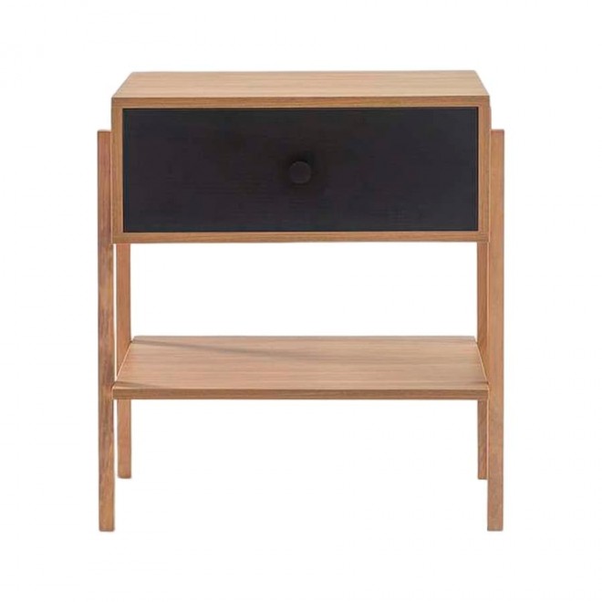 mesa de cabeceira pine dual com gaveta preto pes tauari frente