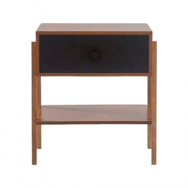 mesa de cabeceira pine freijo com gaveta preto pes tauari frente