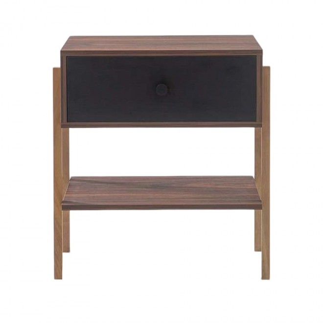 mesa de cabeceira pine pau ferro com gaveta preto pes tauari frente