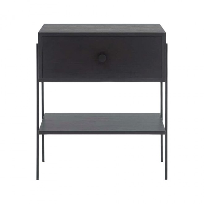 mesa de cabeceira pine preto pes metal frente