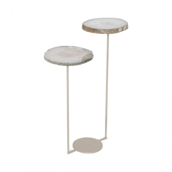 mesa lateral flutuante pedra natural dupla taupe