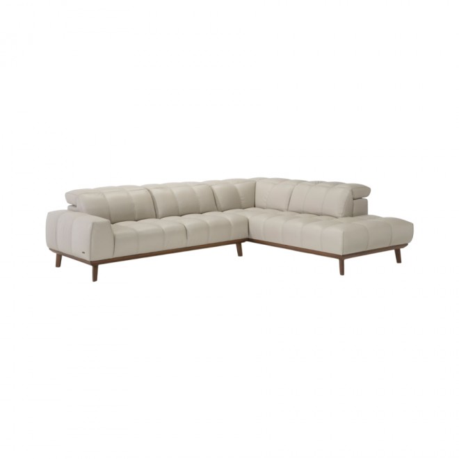Sofá Natuzzi de Canto Paradiso em Couro Natural Off White
