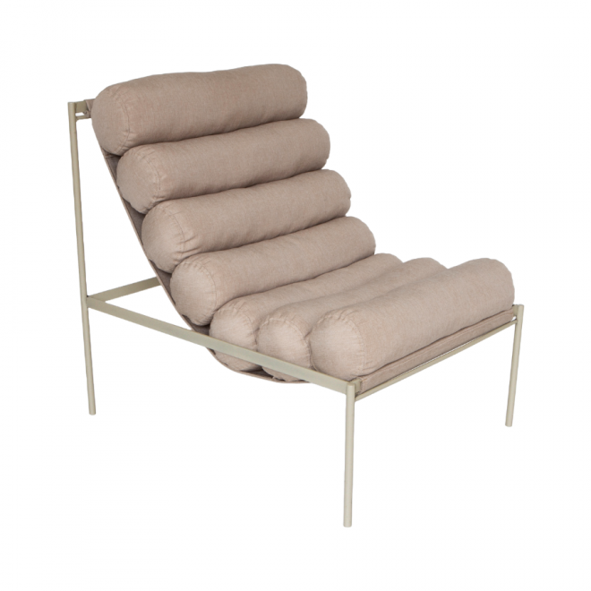 Poltrona Rolos - Bege e Base Taupe