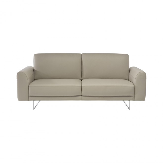 Sofá 3 Lugares Satin em Couro Natural Off White