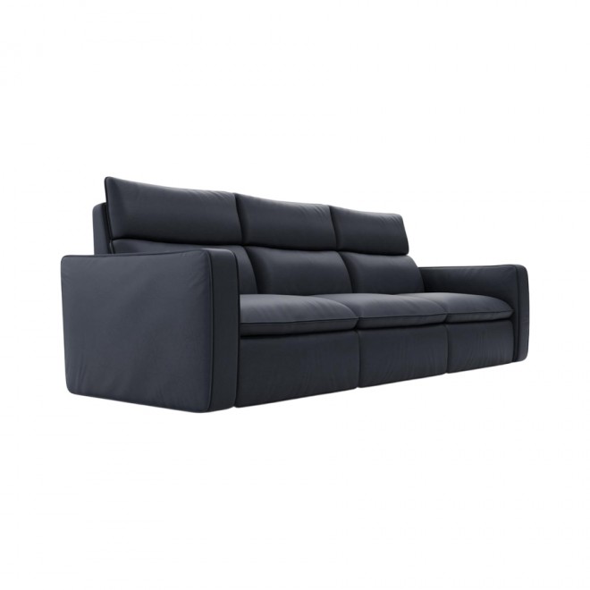 Natuzzi Sofá Retrátil Elétrico Dario em Couro Natural Preto