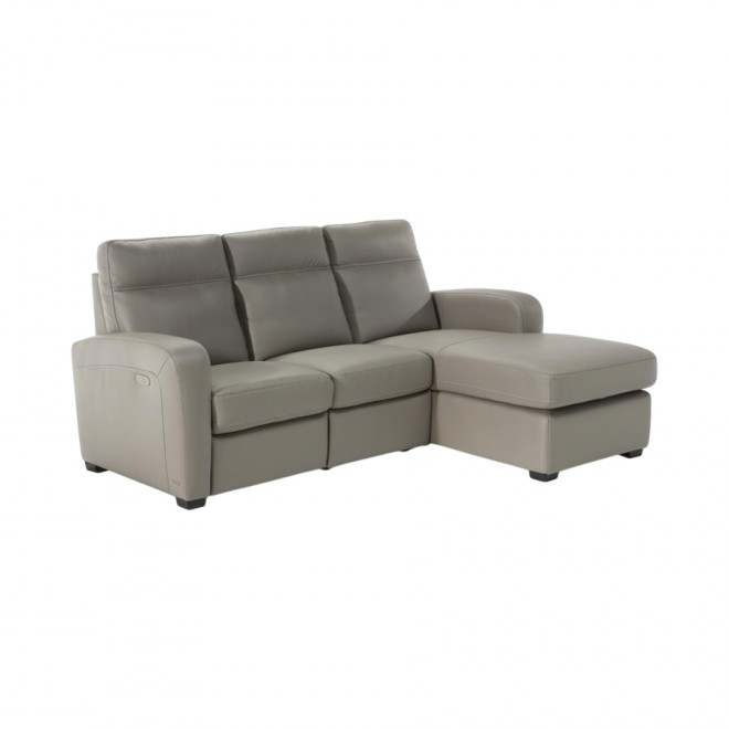 Natuzzi Sofá Elétrico com Chaise Ciel em Couro Natural Fendi
