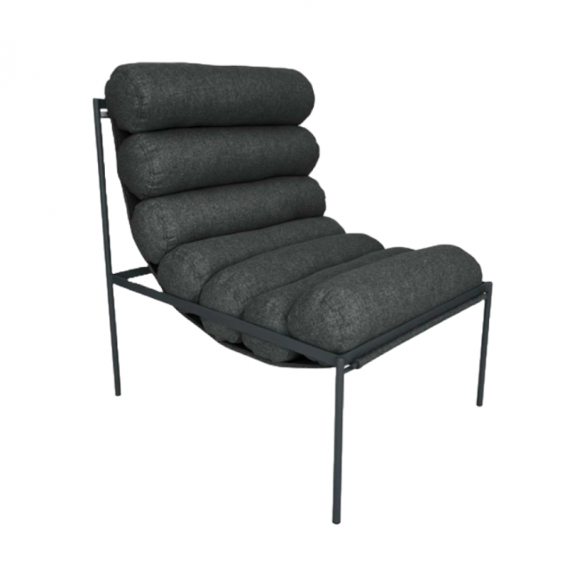 Poltrona Rolos Chumbo - Base Preta