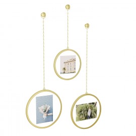 Porta-Retrato Fotochain Circular Dourado