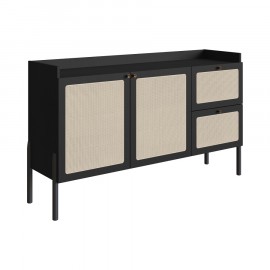 Buffet Leblon 2 Portas Preto Com Palhinha