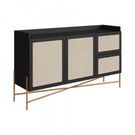 Buffet Leblon 2 Portas Preto Com Palhinha