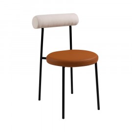 Cadeira Olivia Bege e Eco Leather Caramelo