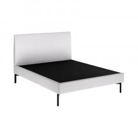 Cama Estofada Thea com Cabeceira em Bouclé Bege
