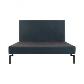 Cama Estofada Thea com Cabeceira em Linho Azul Marinho