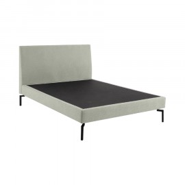 Cama Estofada Thea com Cabeceira em Linho Bege