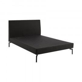Cama Estofada Thea com Cabeceira em Linho Chumbo