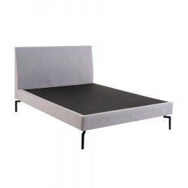 Cama Estofada Thea com Cabeceira em Linho Cinza Claro