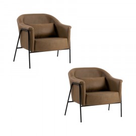 Conjunto de 2 Poltronas Tokio Couro Natural