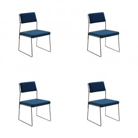 Conjunto de 4 Cadeiras Estofadas Spot Azul Marinho