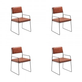 Conjunto de 4 Cadeiras Estofadas Spot Com Braço Eco Leather