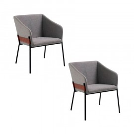 Conjunto de 2 Poltronas Áries Cinza Escuro