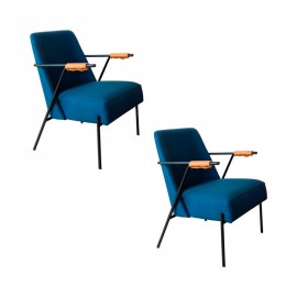 Conjunto de 2 Poltronas Oskar Azul Marinho