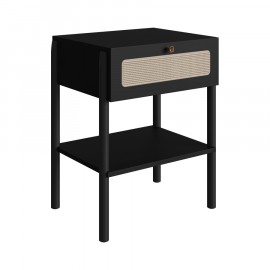 Mesa de Cabeceira Leblon Preta Com Palhinha