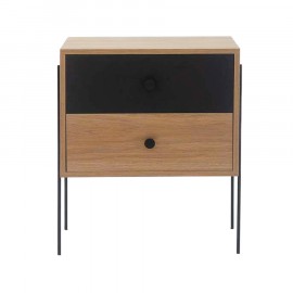 Mesa de Cabeceira 2 Gavetas Pine Dual Com Preto