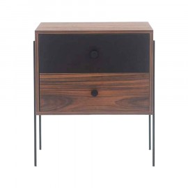 Mesa de Cabeceira 2 Gavetas Pine Pau Ferro Com Preto