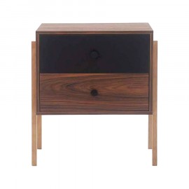 Mesa de Cabeceira 2 Gavetas Pine Pau Ferro Com Preto