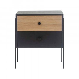 Mesa de Cabeceira 2 Gavetas Pine Preto Com Dual