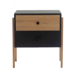 Mesa de Cabeceira 2 Gavetas Pine Preto Com Dual