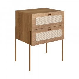 Mesa de Cabeceira Leblon 2 Gavetas Com Palhinha