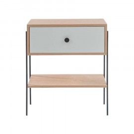 Mesa de Cabeceira Pine Carvalho Com Gaveta Branco