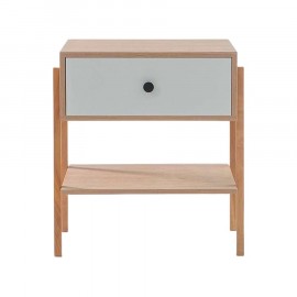 Mesa de Cabeceira Pine Carvalho Com Gaveta Branco