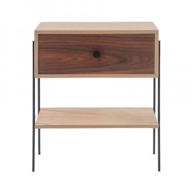 Mesa de Cabeceira Pine Carvalho Com Gaveta Pau Ferro