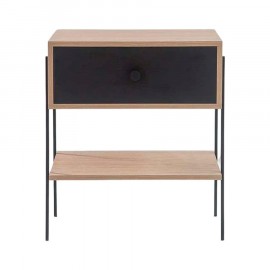 Mesa de Cabeceira Pine Carvalho Com Gaveta Preto