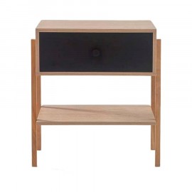 Mesa de Cabeceira Pine Carvalho Com Gaveta Preto